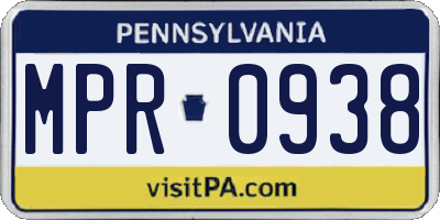 PA license plate MPR0938