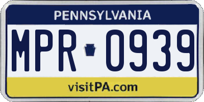 PA license plate MPR0939