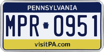 PA license plate MPR0951