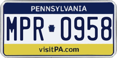 PA license plate MPR0958