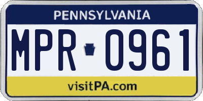 PA license plate MPR0961
