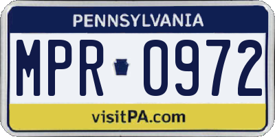 PA license plate MPR0972