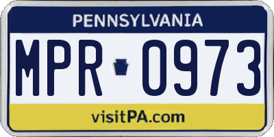 PA license plate MPR0973