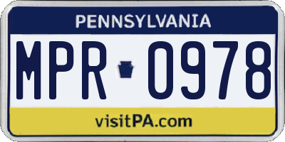 PA license plate MPR0978