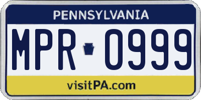 PA license plate MPR0999