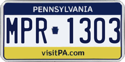 PA license plate MPR1303