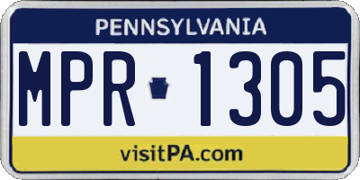 PA license plate MPR1305