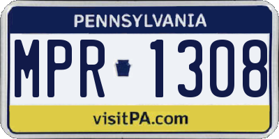 PA license plate MPR1308