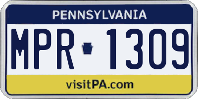 PA license plate MPR1309