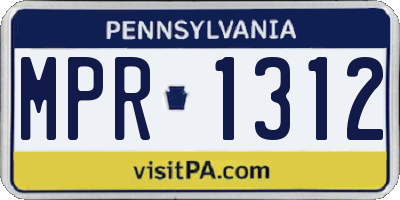 PA license plate MPR1312