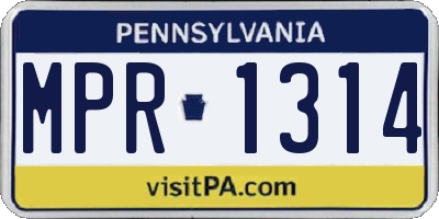 PA license plate MPR1314