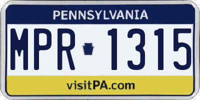 PA license plate MPR1315