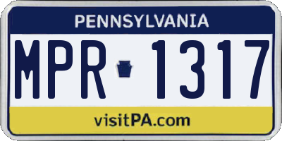 PA license plate MPR1317