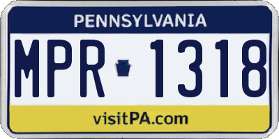PA license plate MPR1318
