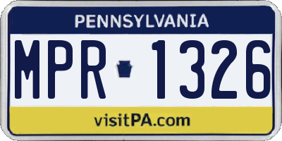 PA license plate MPR1326