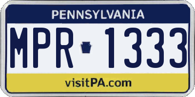 PA license plate MPR1333