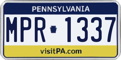 PA license plate MPR1337