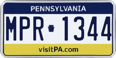 PA license plate MPR1344