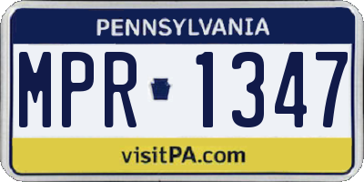 PA license plate MPR1347