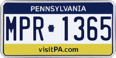 PA license plate MPR1365