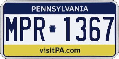PA license plate MPR1367