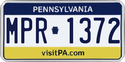 PA license plate MPR1372