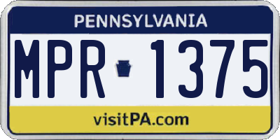 PA license plate MPR1375
