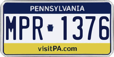 PA license plate MPR1376