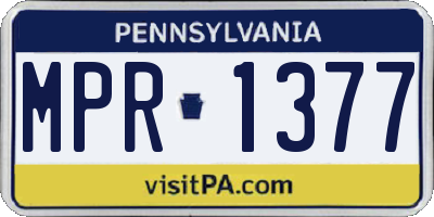 PA license plate MPR1377