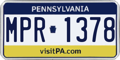 PA license plate MPR1378