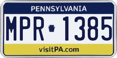 PA license plate MPR1385