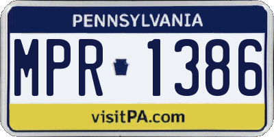 PA license plate MPR1386