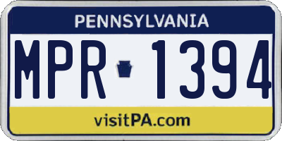 PA license plate MPR1394