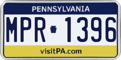 PA license plate MPR1396