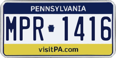 PA license plate MPR1416