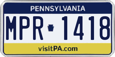 PA license plate MPR1418