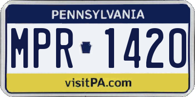 PA license plate MPR1420