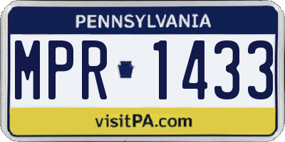 PA license plate MPR1433