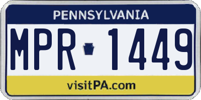 PA license plate MPR1449