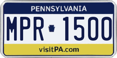 PA license plate MPR1500