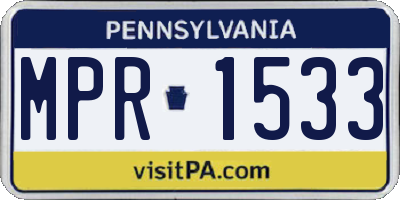 PA license plate MPR1533