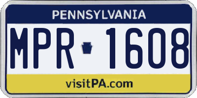 PA license plate MPR1608