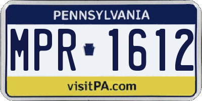 PA license plate MPR1612