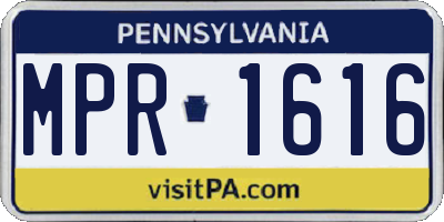 PA license plate MPR1616