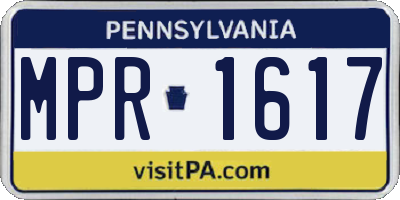 PA license plate MPR1617