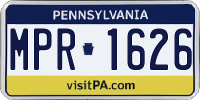 PA license plate MPR1626