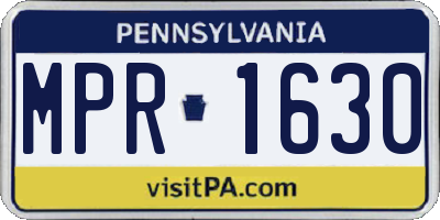 PA license plate MPR1630