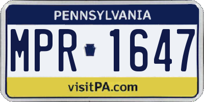 PA license plate MPR1647