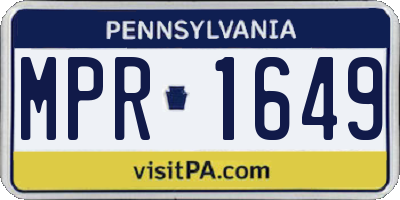 PA license plate MPR1649