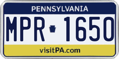 PA license plate MPR1650